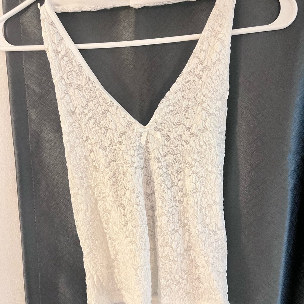 White Lace Sleeveless Halter Top